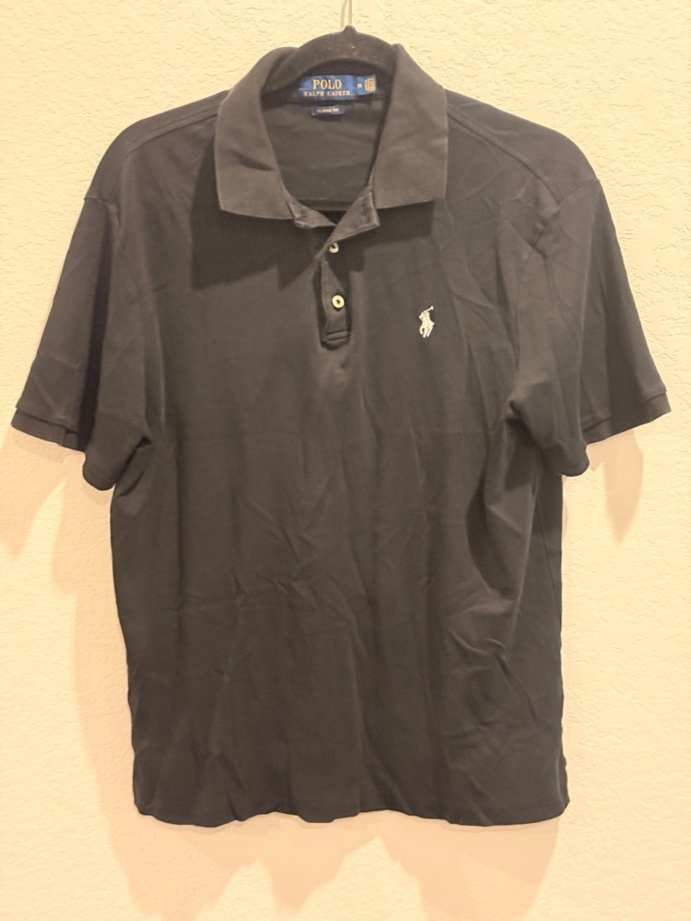 Ralph Lauren Black Polo‎ Shirt with White Pony Logo